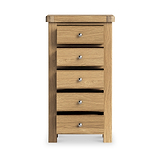 Portland Oak 5 Drawer Tallboy from Roseland Furniture