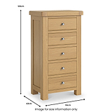 Portland-Oak-5-Drawer-Tallboy from Roseland Furniture