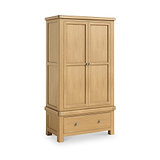 Portland Oak 1 Drawer Double Wardrobe from Roseland Furniture