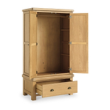 Portland Oak 1 Drawer Double Wardrobe from Roseland Furniture