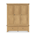 Portland Oak 2 Drawer Triple Wardrobe from Roseland Furniture