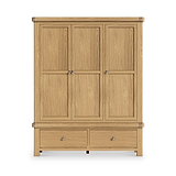 Portland Oak 2 Drawer Triple Wardrobe from Roseland Furniture