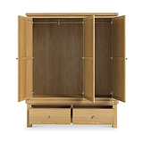 Portland Oak 2 Drawer Triple Wardrobe from Roseland Furniture