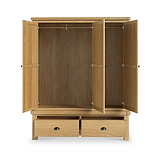 Portland Oak 2 Drawer Triple Wardrobe from Roseland Furniture