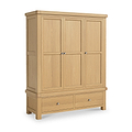Portland-Oak-2-Drawer-Triple-Wardrobe from Roseland Furniture