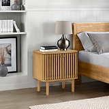 Shorwell Oak Slatted 2 Door Bedside Table from Roseland Furniture