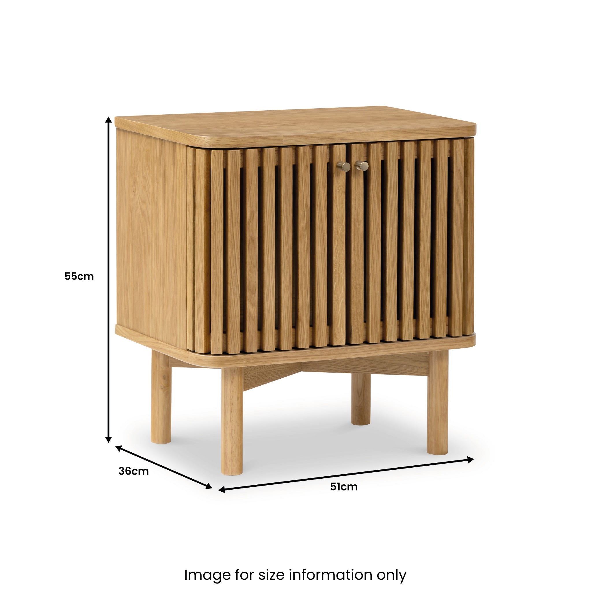 Shorwell Oak Slatted 2 Door Bedside Table | Bedroom Nightstand Cabinet