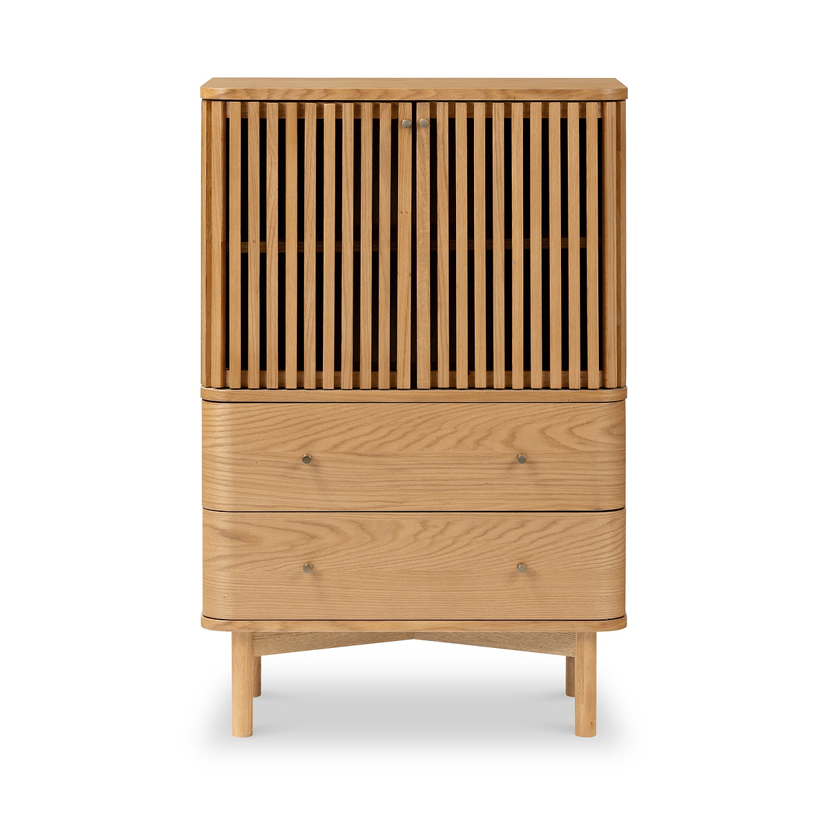 Shorwell Oak Slatted 2 Drawer 2 Door Cabinet
