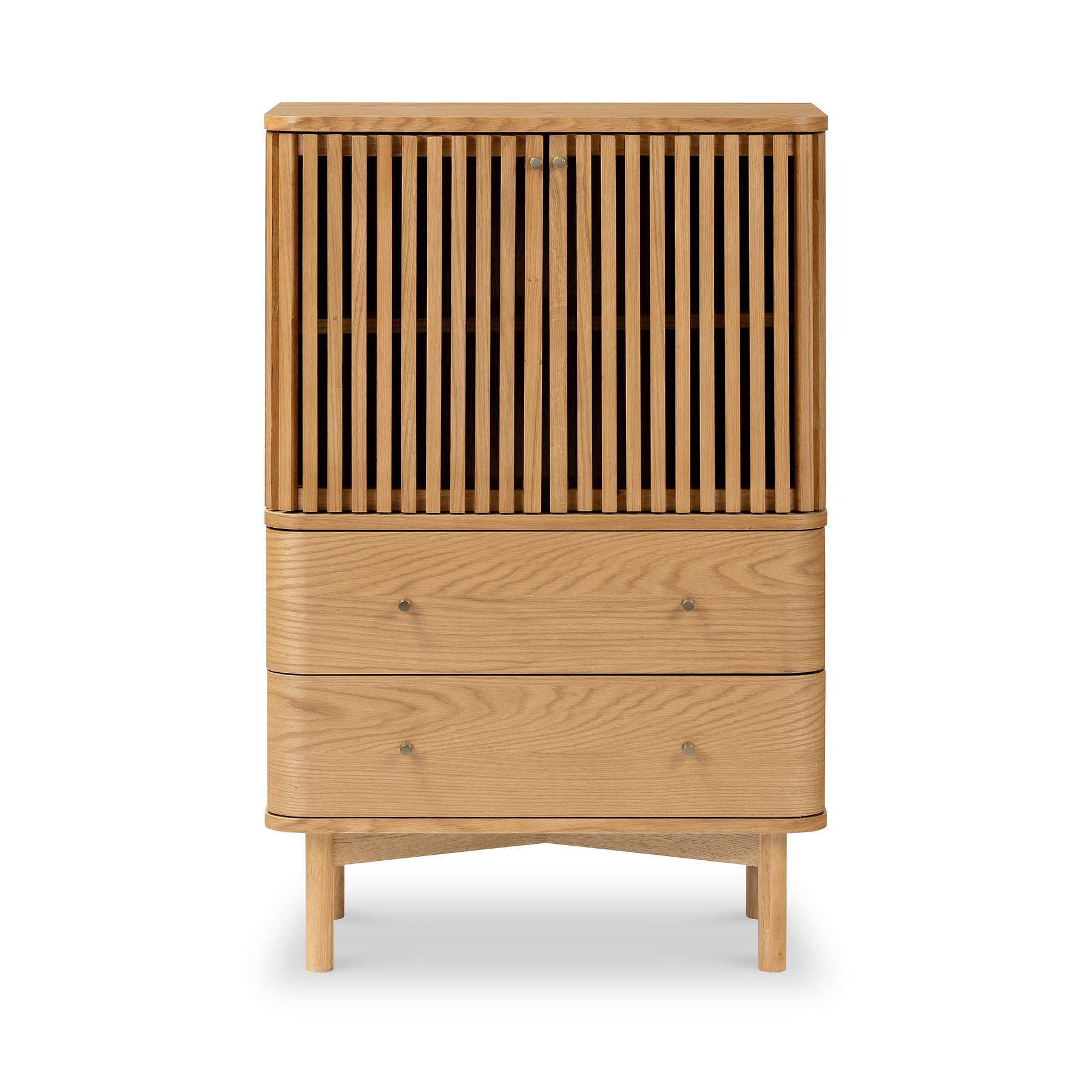 Shorwell Oak Slatted 2 Drawer 2 Door Cabinet