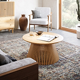 Shorwell Oak Slatted Round Coffee Table from Roseland Furniture