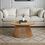 Shorwell Oak Slatted Round Coffee Table from Roseland Furniture