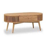 Shorwell Oak Slatted Oval 1 Drawer Coffee Table from Roseland Furniture