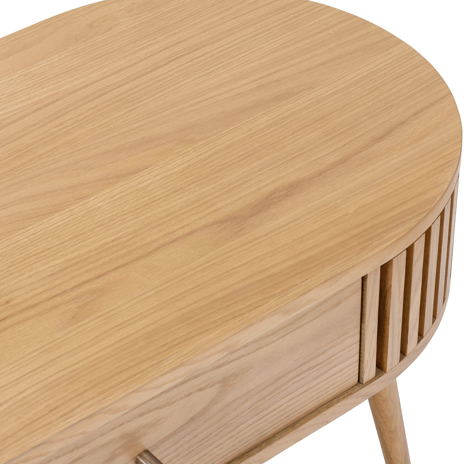 Shorwell Oak Slatted Oval 1 Drawer Coffee Table from Roseland Furniture