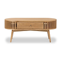 Shorwell Oak Slatted Oval 1 Drawer Coffee Table