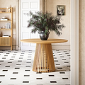 Shorwell Oak 120cm Slatted Round Dining Table from Roseland Furniture