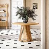 Shorwell Oak 120cm Slatted Round Dining Table from Roseland Furniture