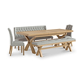 Portland-Oak-200cm-Cross-Legged-Dining-Table from Roseland Furniture