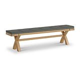 Portland Oak 200cm Cross Legged Dining Bench with charcoal cushion from Roseland Furniture