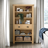 Portland-Oak-5-Shelf-Large-Bookcase from Roseland Furniture