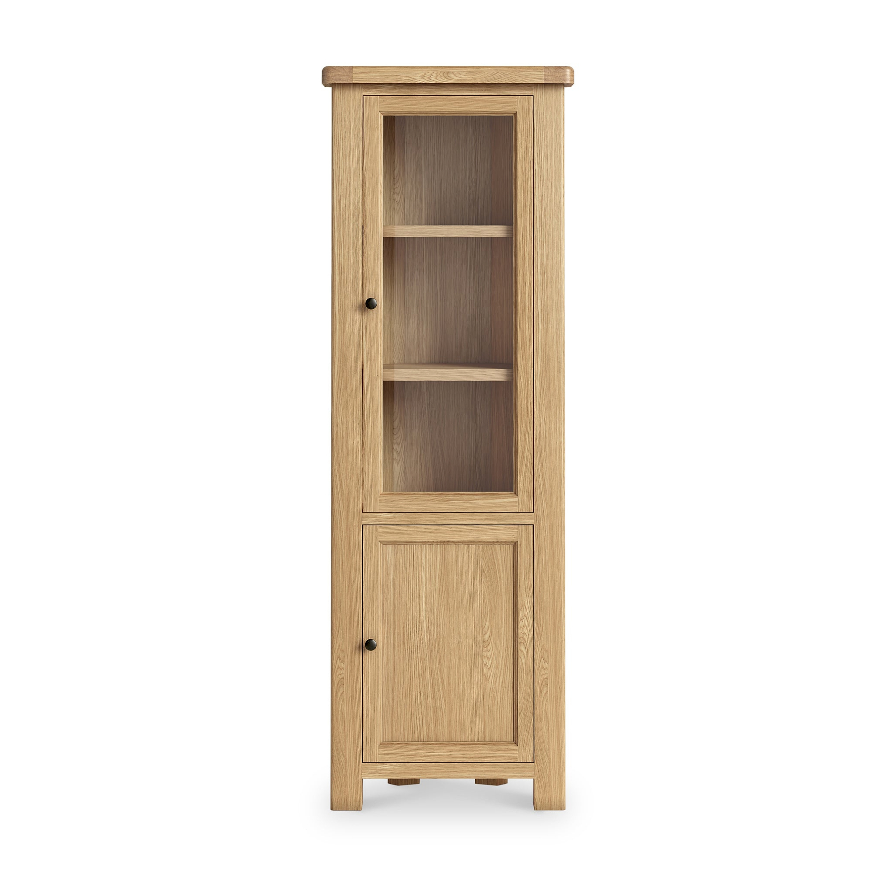 Portland-Oak-2-Door-Corner-Display-Unit from Roseland Furniture