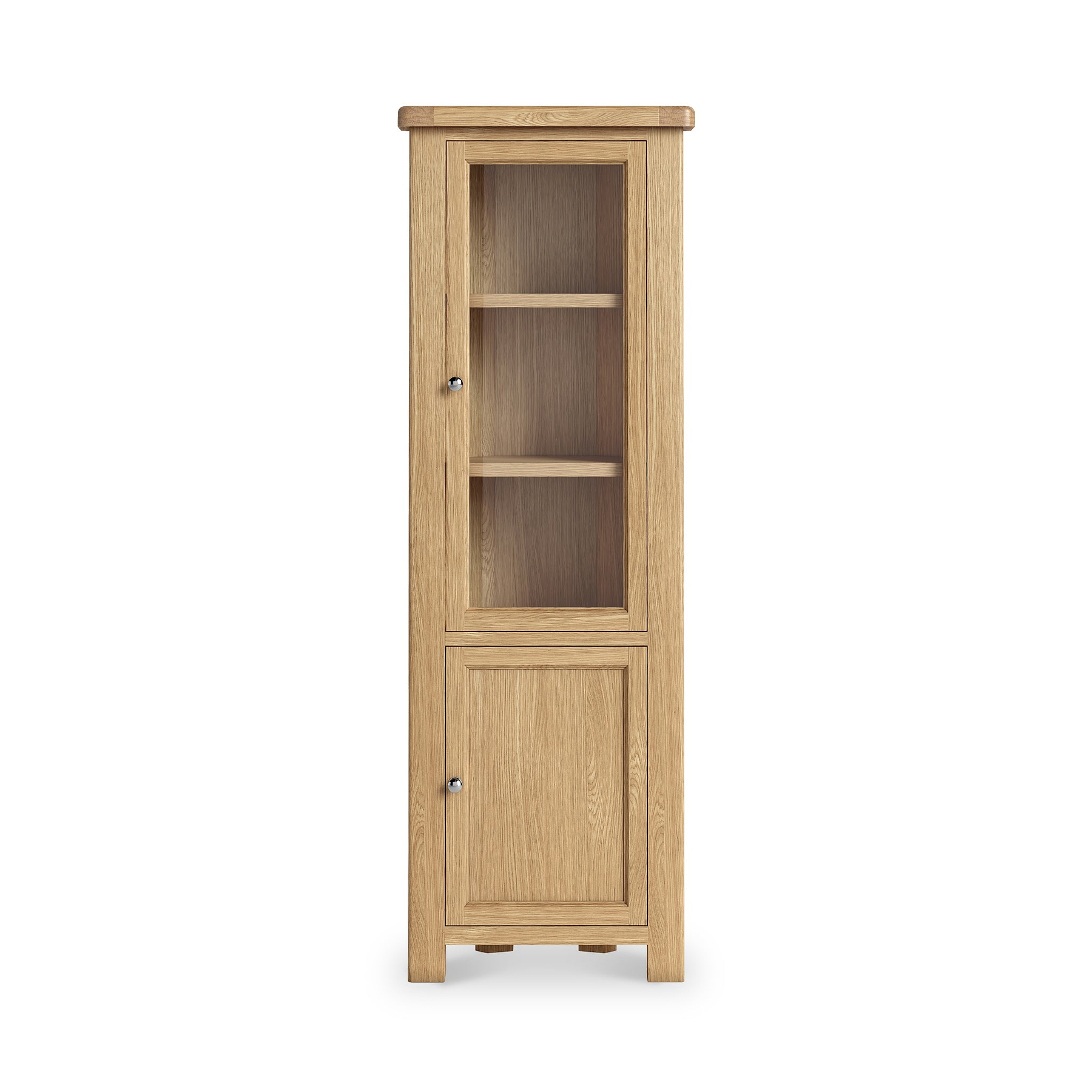 Portland-Oak-2-Door-Corner-Display-Unit from Roseland Furniture