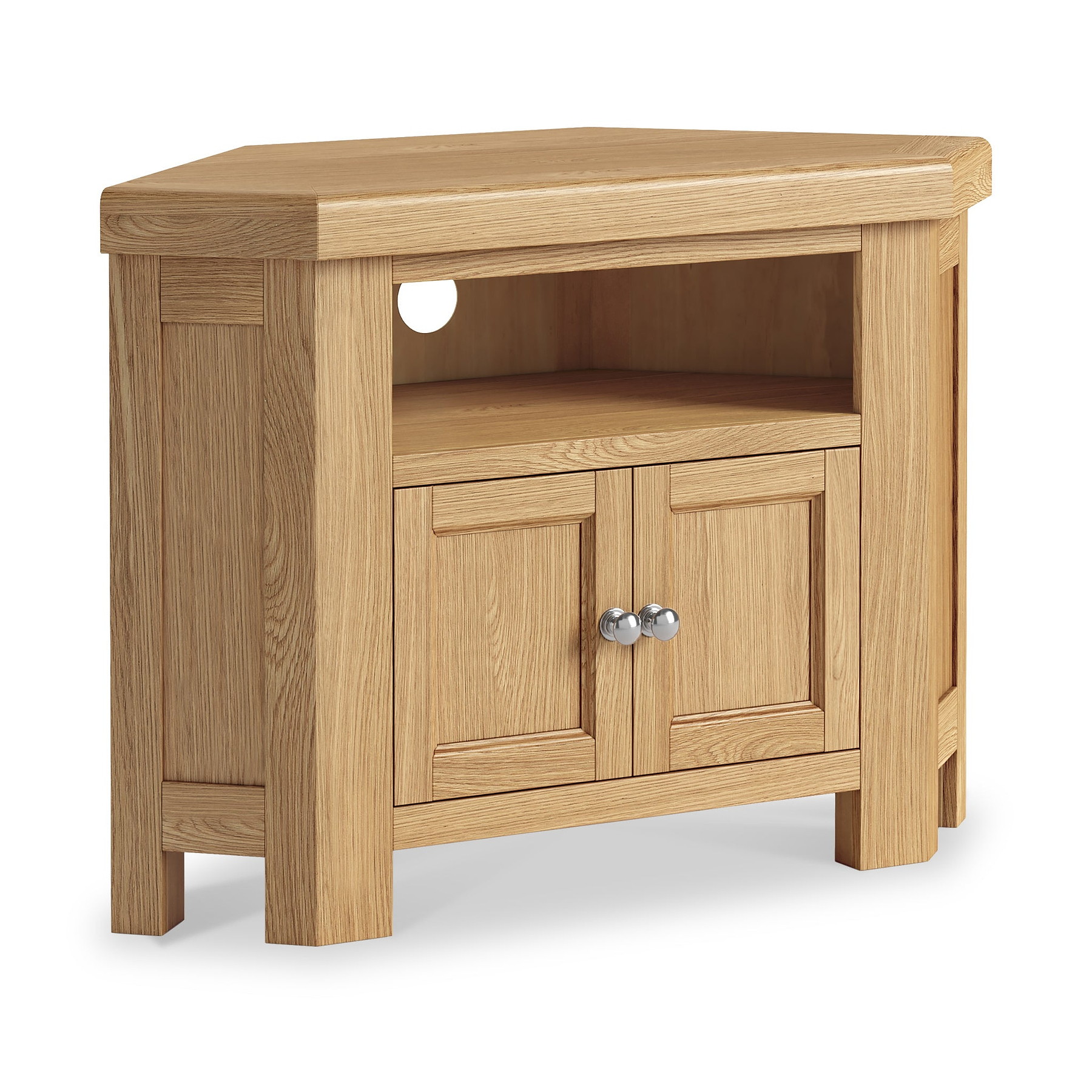 Portland Oak 2 Door Corner TV Unit from Roseland Furniture