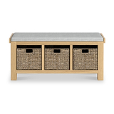 Portland Oak Storage Bench with Cushion from Roseland Furniture