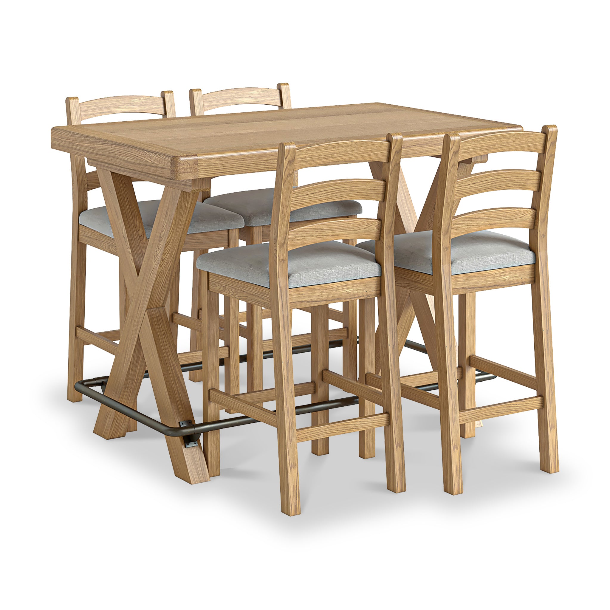 Portland Oak Kitchen Breakfast Bar Table for 4 People | Roseland