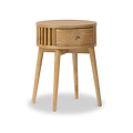 Shorwell Oak Slatted Round 1 Drawer Side Table from Roseland Furniture
