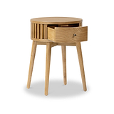 Shorwell Oak Slatted Round 1 Drawer Side Table