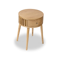 Shorwell Oak Slatted Round 1 Drawer Side Table