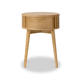 Shorwell Oak Slatted Round 1 Drawer Side Table