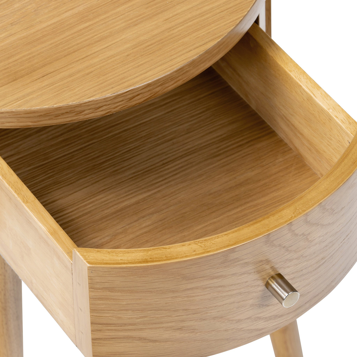Shorwell Oak Slatted Round 1 Drawer Side Table