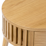 Shorwell Oak Slatted Round 1 Drawer Side Table