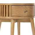 Shorwell Oak Slatted Round 1 Drawer Side Table