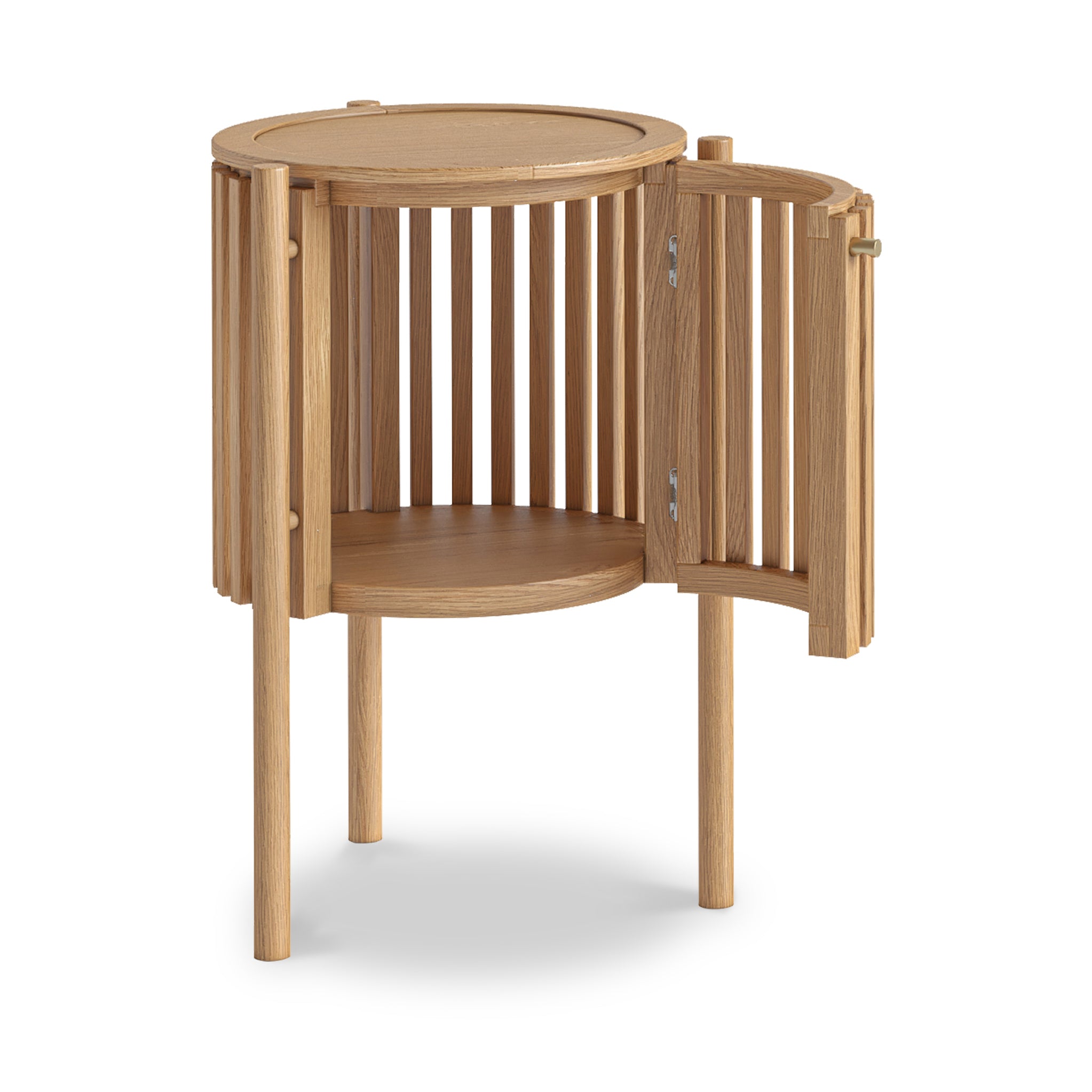 Shorwell Oak Slatted Story Sofa Side Table with Storage | Roseland
