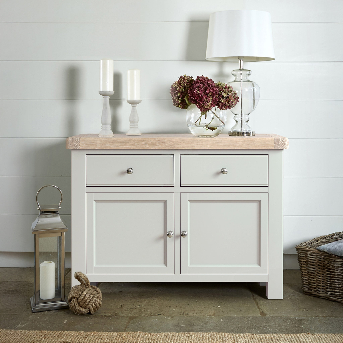 Penzance Stone Grey Small Sideboard from Roseland Furniture