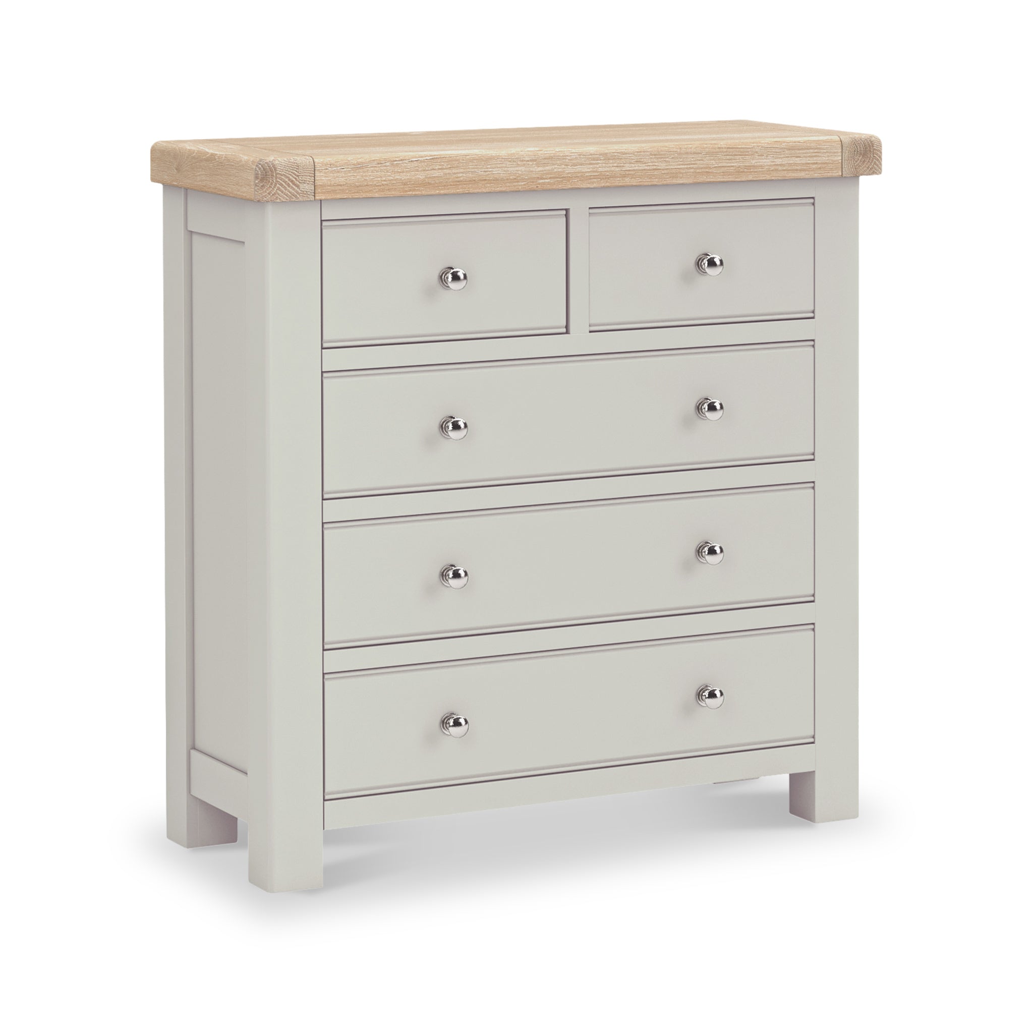 Penzance 2 Over 3 Chest of Drawers | Grey / Sage Green | Roseland
