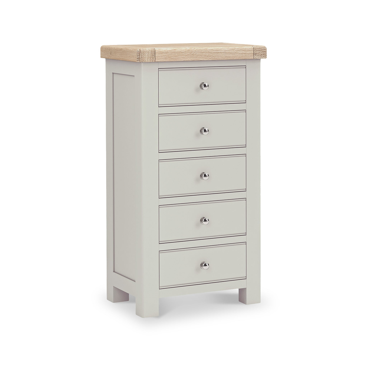 Penzance Stone Grey 5 Drawer Tallboy Chest from Roseland Furniture