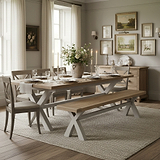 Penzance 200cm Cross Leg Bench from Roseland Furniture