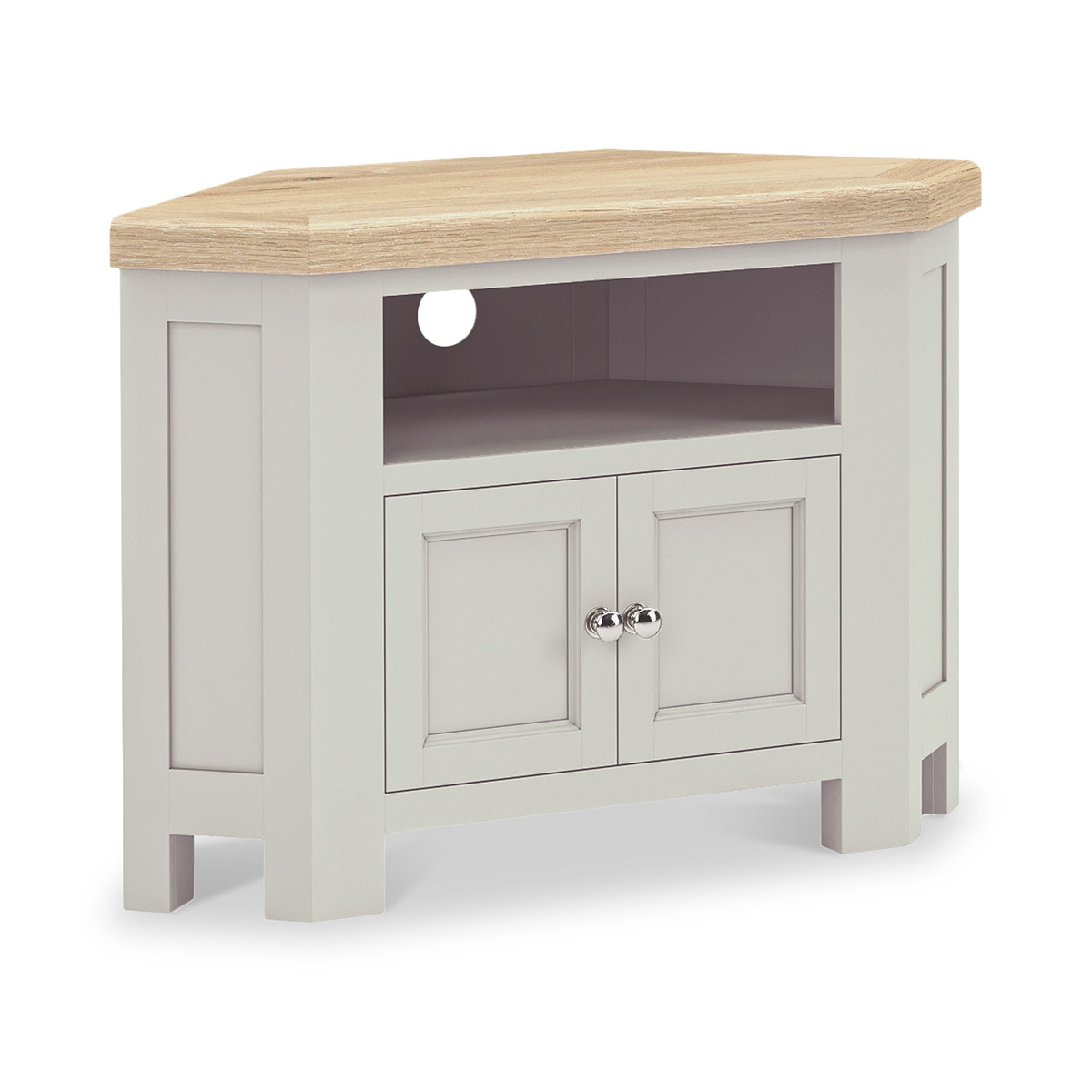 Penzance Stone Grey 2 Door Corner TV Unit from Roseland Furniture