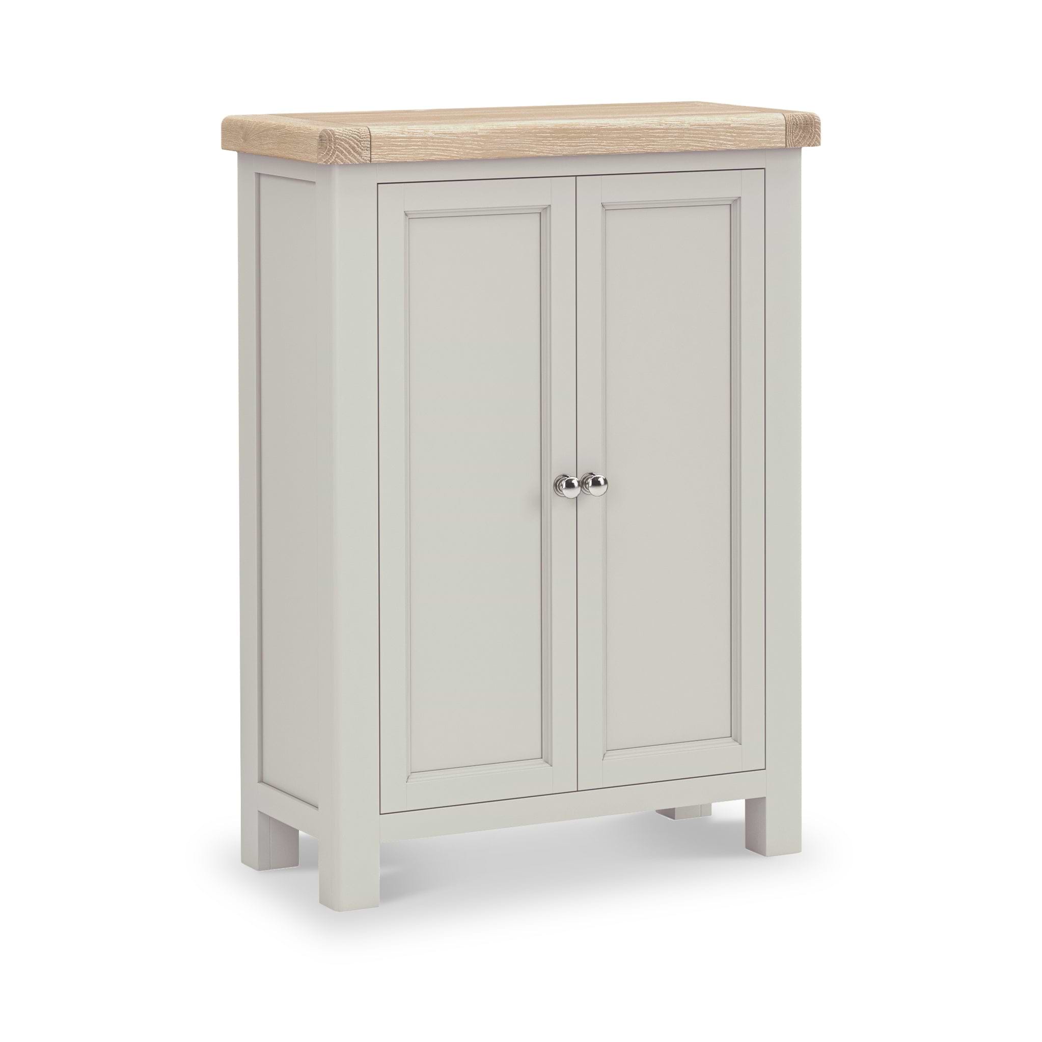 Penzance 2 Door Shoe Storage Cupboard | Grey / Sage Green | Roseland