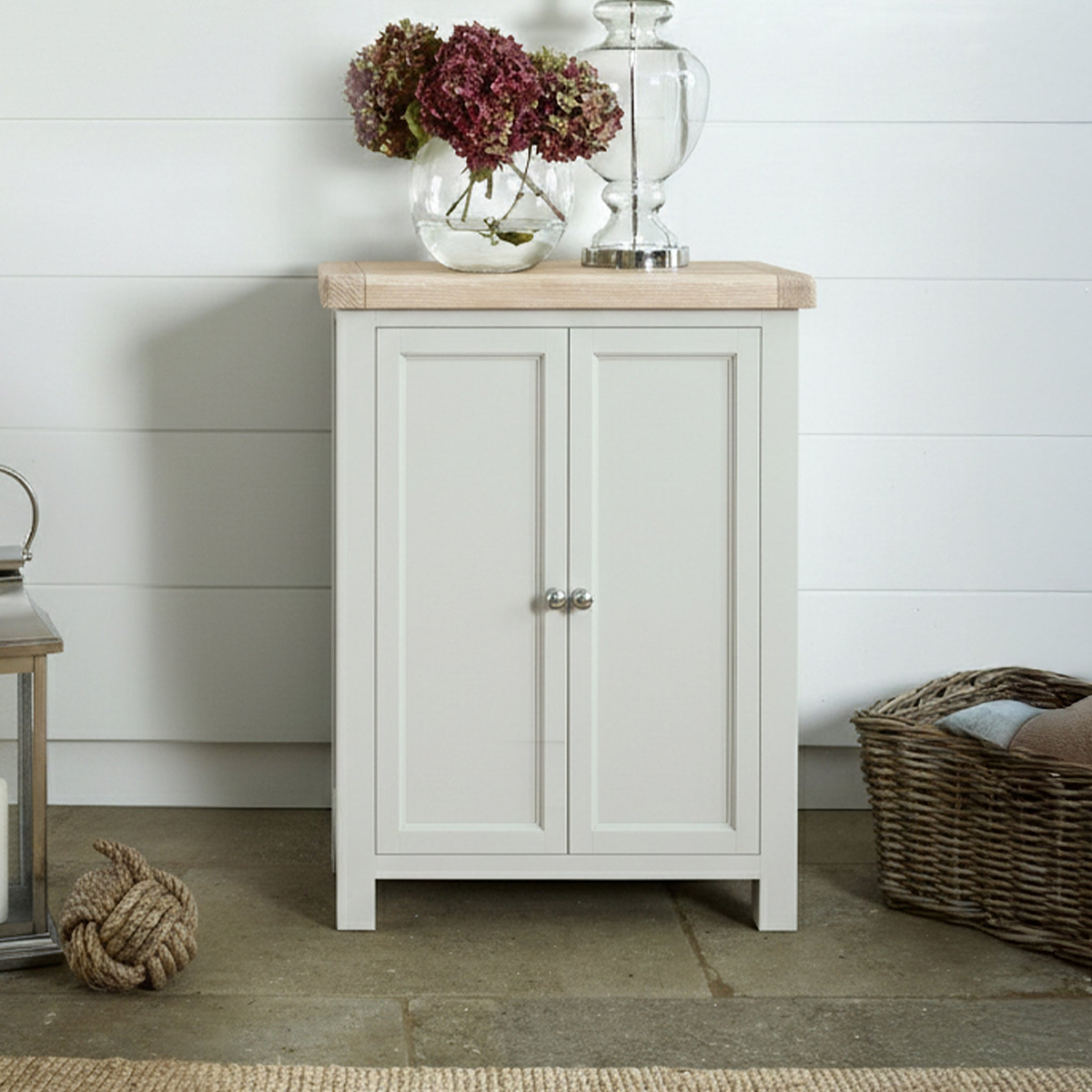 Penzance Stone Grey 2 Door Shoe Storage Cupboard from Roseland Furniture