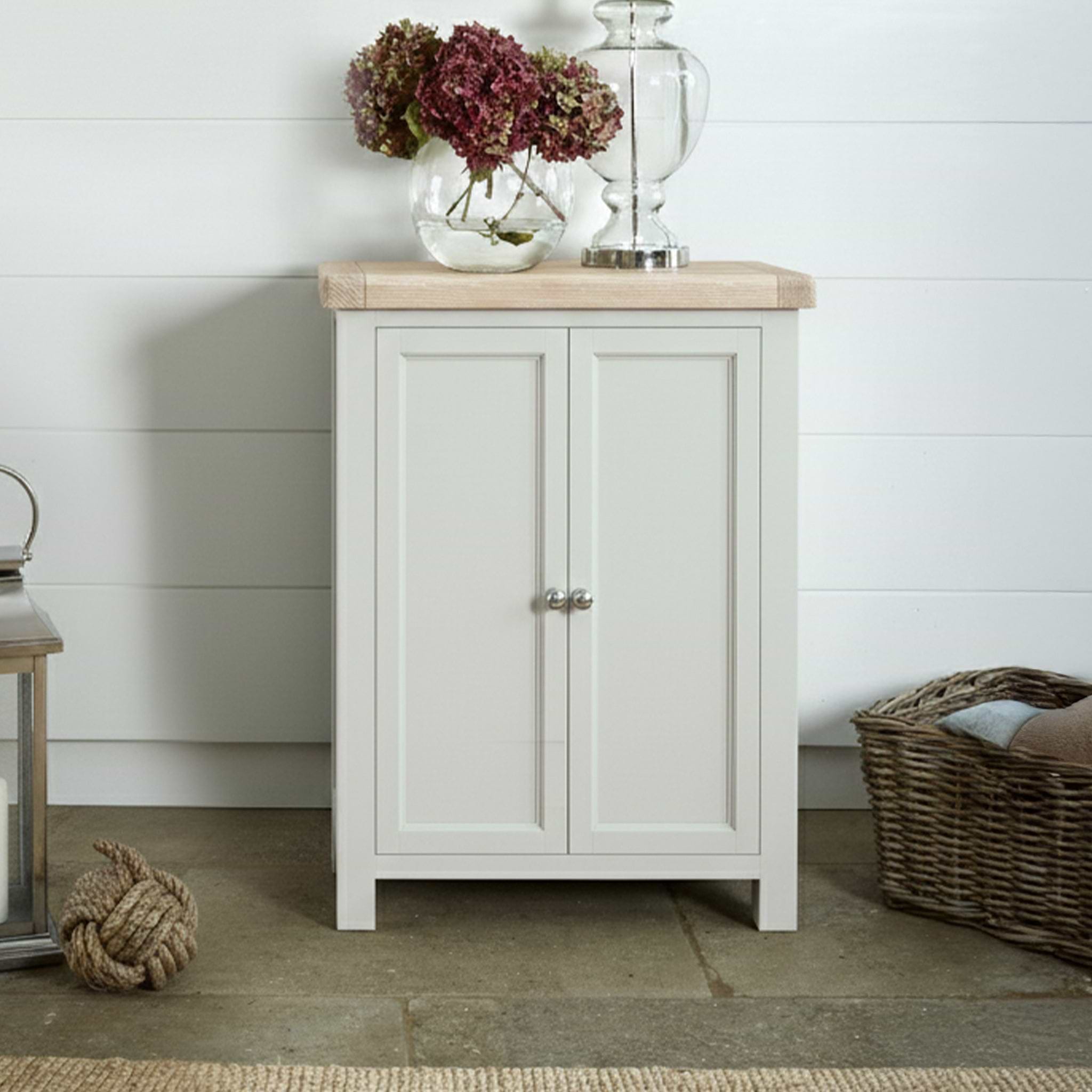 Penzance Stone Grey 2 Door Shoe Storage Cupboard from Roseland Furniture