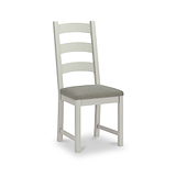 Penzance Dining Chair in Stone Grey with a Grey Cushion from Roseland Furniture