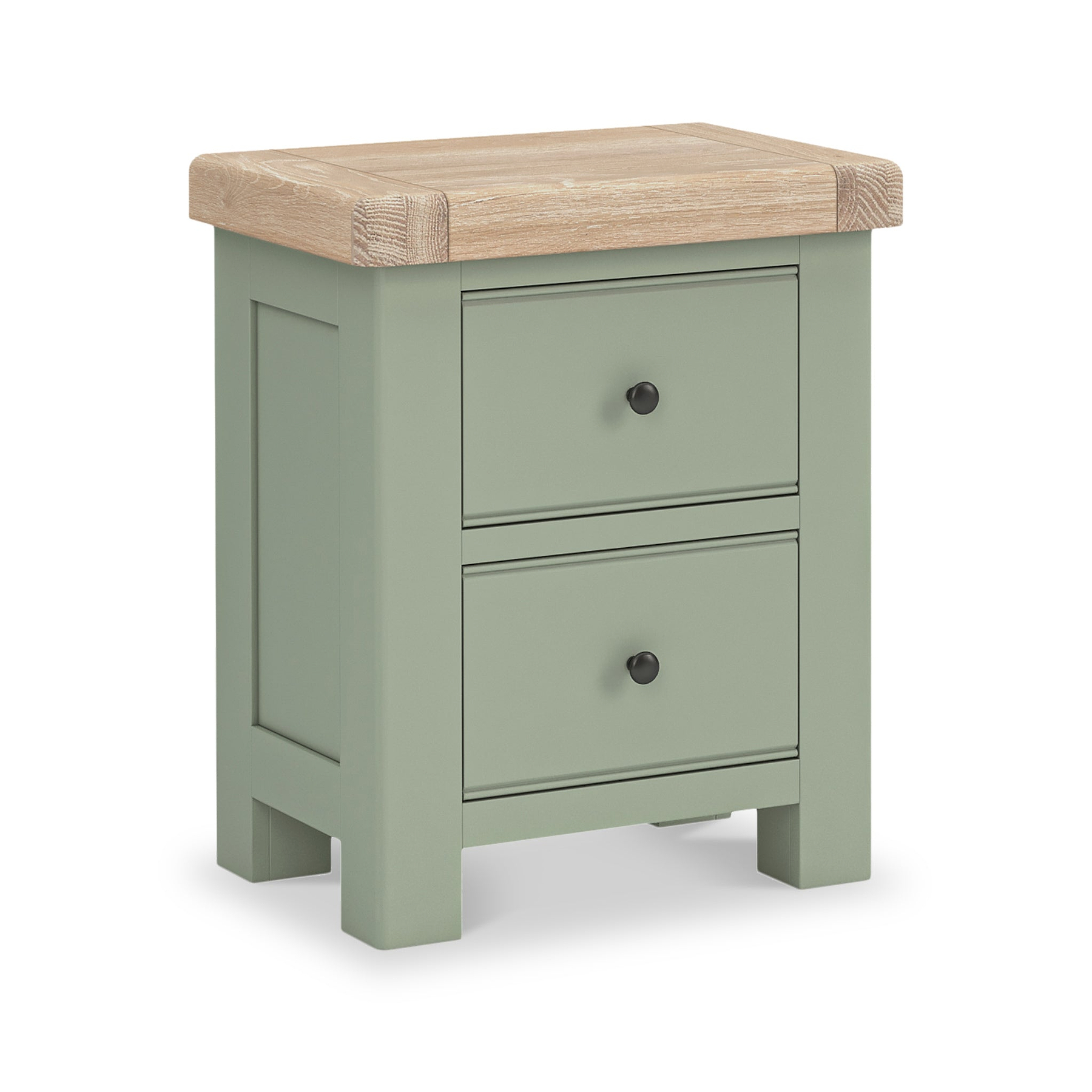 Penzance Sage Green 2 Drawer Bedside Table from Roseland Furniture