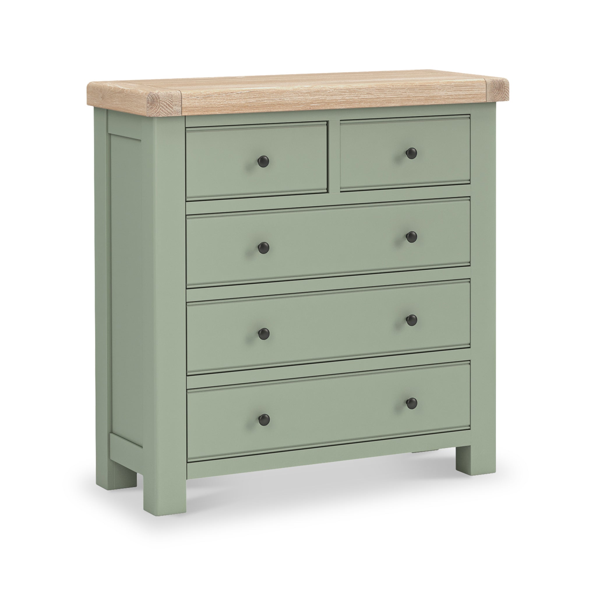 Penzance 2 Over 3 Chest of Drawers | Grey / Sage Green | Roseland