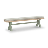 Penzance Sage Cross Leg Bench with Beige Cushion from Roseland Furniture