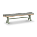 Penzance Sage Cross Leg Bench with Grey Cushion from Roseland Furniture