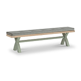 Penzance Sage Cross Leg Bench with Grey Cushion from Roseland Furniture